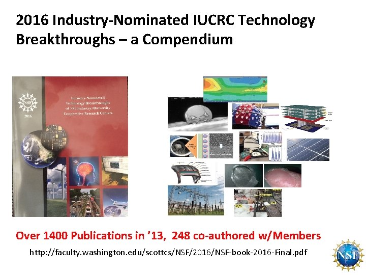 2016 Industry-Nominated IUCRC Technology Breakthroughs – a Compendium Over 1400 Publications in ’ 13,