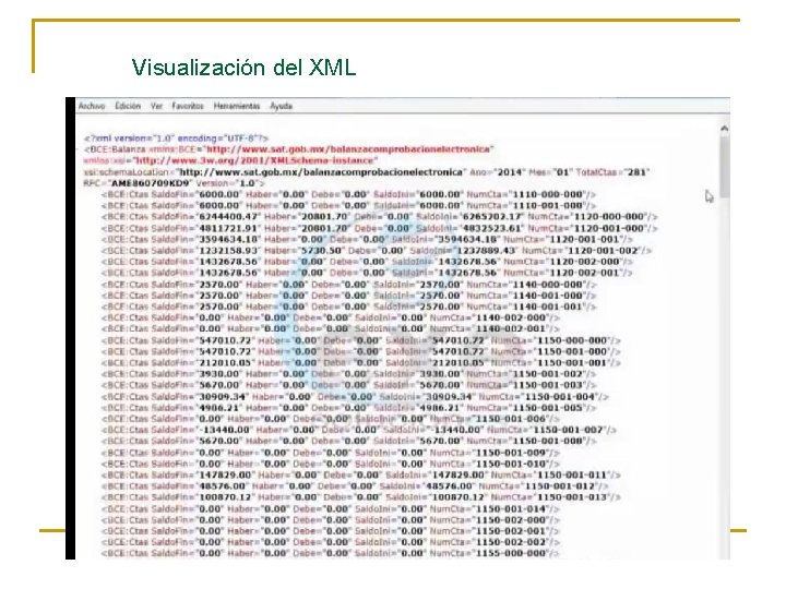 Visualización del XML 107 