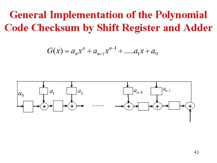 General Implementation of the Polynomial Code Checksum by Shift Register and Adder + +