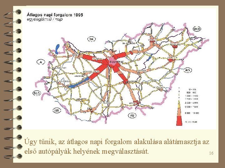 Úgy tűnik, az átlagos napi forgalom alakulása alátámasztja az első autópályák helyének megválasztását. 16