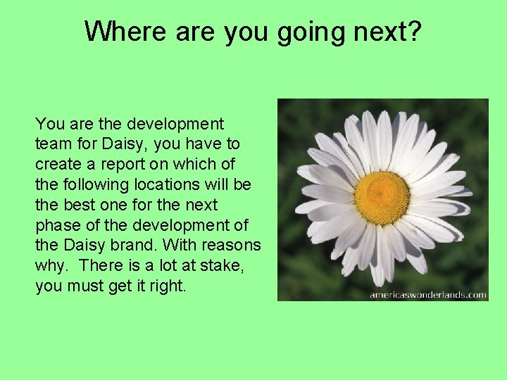 Where are you going next? You are the development team for Daisy, you have