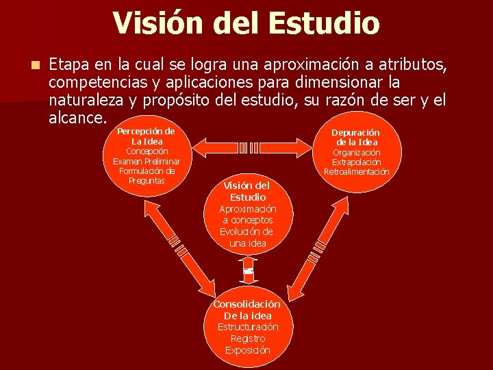 Visión del Estudio n Etapa en la cual se logra una aproximación a atributos,