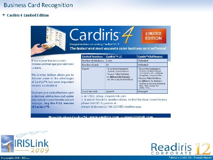  Business Card Recognition + Cardiris 4 Limited Edition Confidential, I. R. I. S.