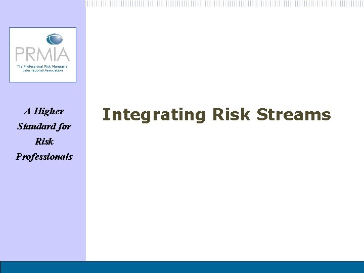 A Higher Standard for Risk Professionals Integrating Risk Streams 