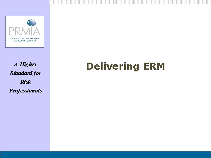 A Higher Standard for Risk Professionals Delivering ERM 