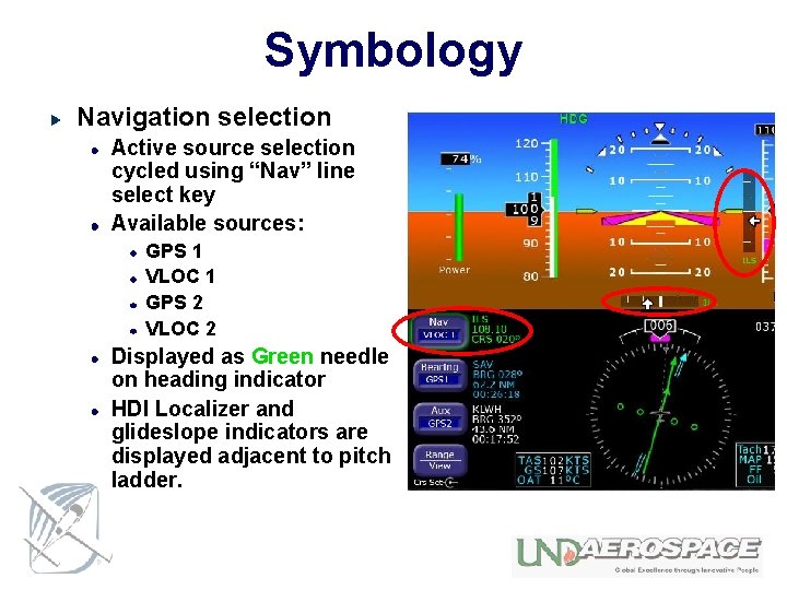 Symbology Navigation selection Active source selection cycled using “Nav” line select key Available sources: