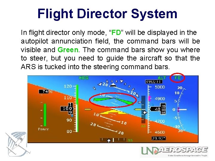 Flight Director System In flight director only mode, “FD” will be displayed in the