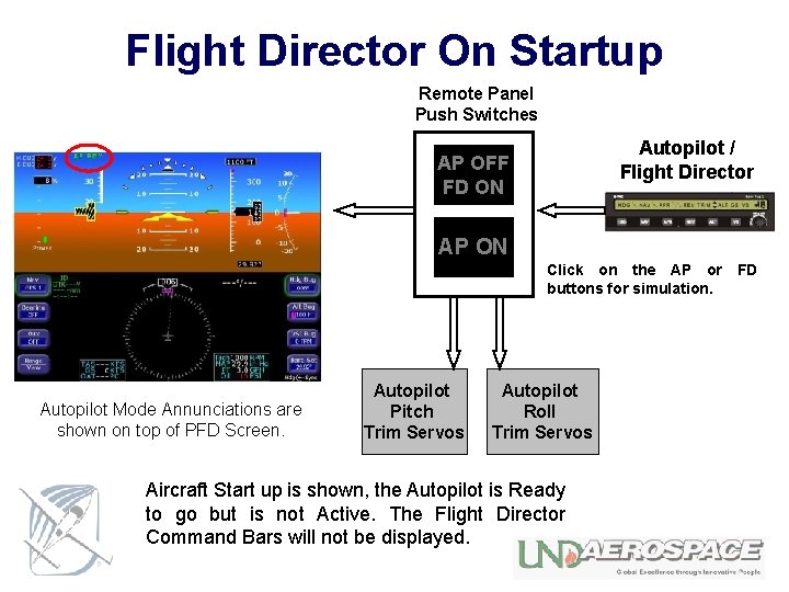 Flight Director On Startup Remote Panel Push Switches Autopilot / Flight Director AP OFF