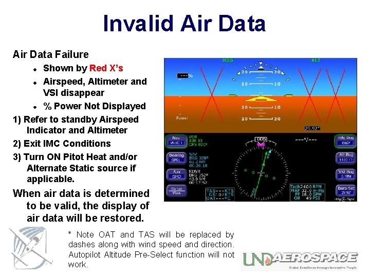 Invalid Air Data Failure Shown by Red X’s Airspeed, Altimeter and VSI disappear %