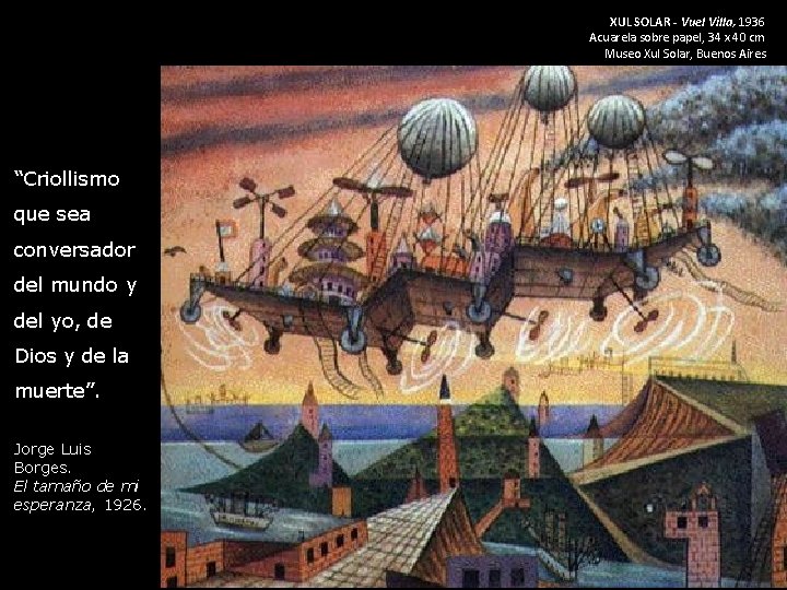 XUL SOLAR - Vuel Villa, 1936 Acuarela sobre papel, 34 x 40 cm Museo