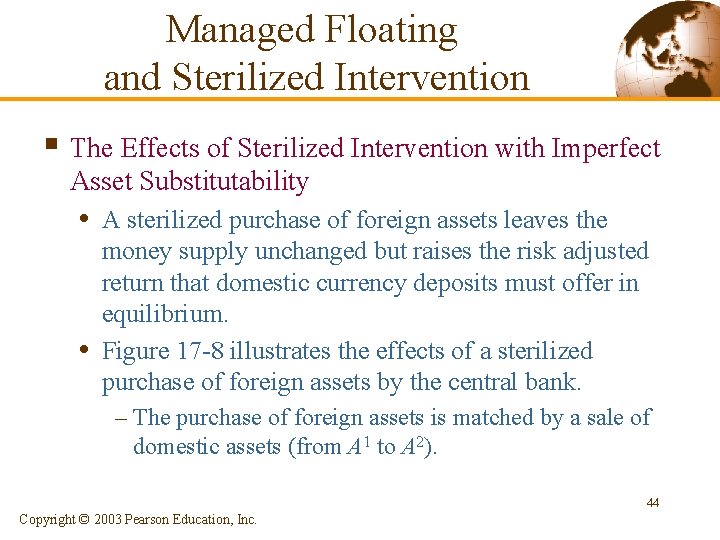 Managed Floating and Sterilized Intervention § The Effects of Sterilized Intervention with Imperfect Asset