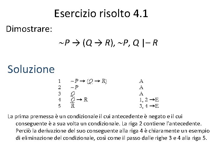 Esercizio risolto 4. 1 Dimostrare: P → (Q → R), P, Q |– R
