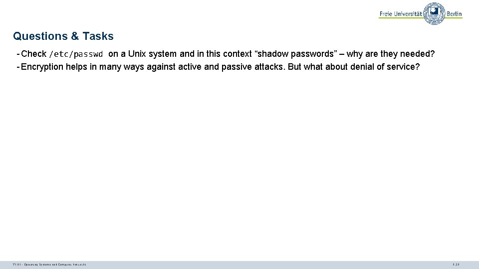 Questions & Tasks - Check /etc/passwd on a Unix system and in this context