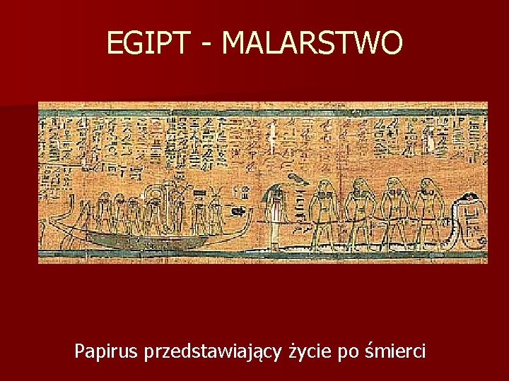 EGIPT - MALARSTWO Papirus przedstawiający życie po śmierci 