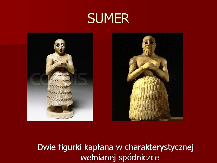 SUMER Dwie figurki kapłana w charakterystycznej wełnianej spódniczce 