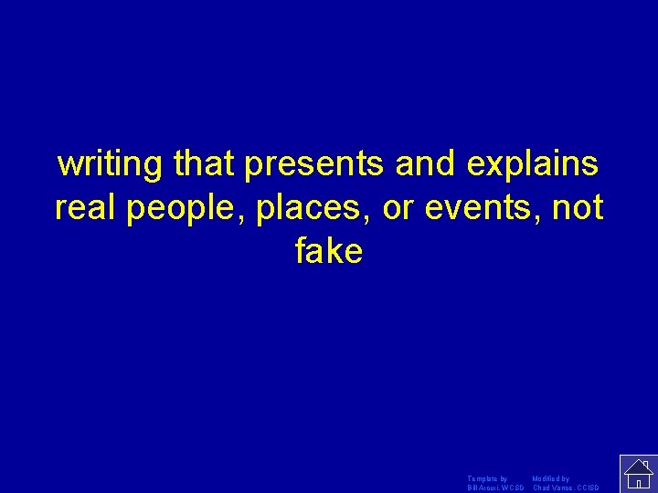 writing that presents and explains real people, places, or events, not fake Template by