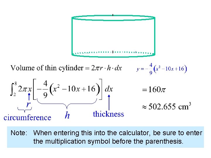 Note: When entering this into the calculator, be sure to enter the multiplication symbol