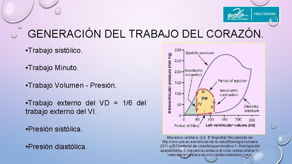 GENERACIÓN DEL TRABAJO DEL CORAZÓN. • Trabajo sistólico. • Trabajo Minuto. • Trabajo Volumen