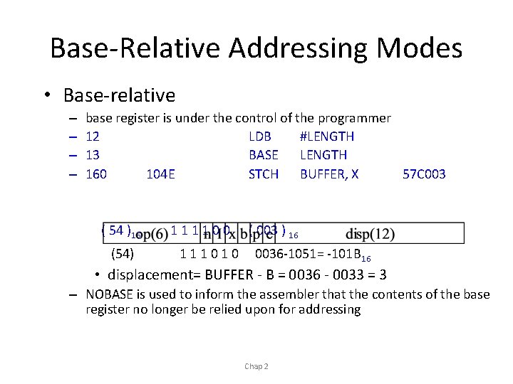 Base-Relative Addressing Modes • Base-relative – – base register is under the control of