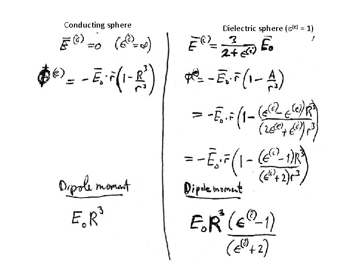 Conducting sphere Dielectric sphere (e(e) = 1) 
