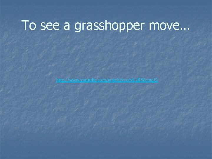 To see a grasshopper move… http: //www. youtube. com/watch? v=cev. L 1 RWcmq. Q