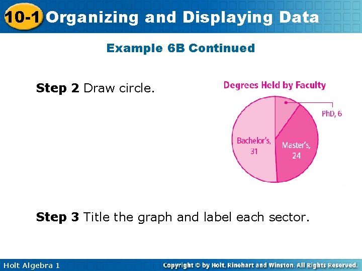 10 -1 Organizing and Displaying Data Example 6 B Continued Step 2 Draw circle.