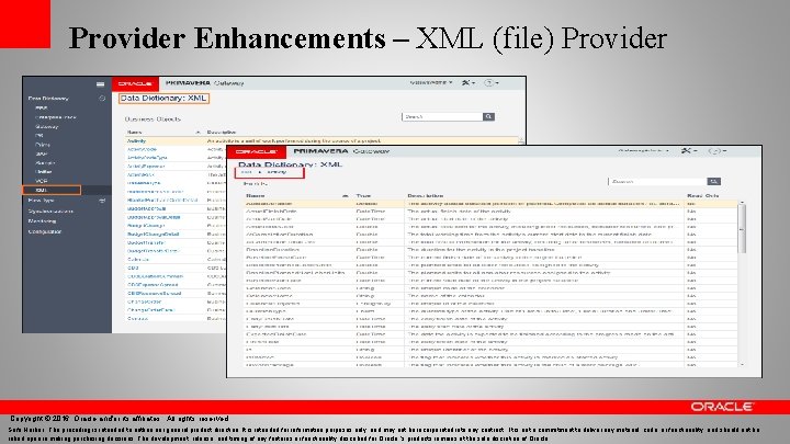 Provider Enhancements – XML (file) Provider Copyright © 2016, Oracle and/or its affiliates. All