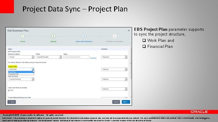 Project Data Sync – Project Plan EBS Project Plan parameter supports to sync the