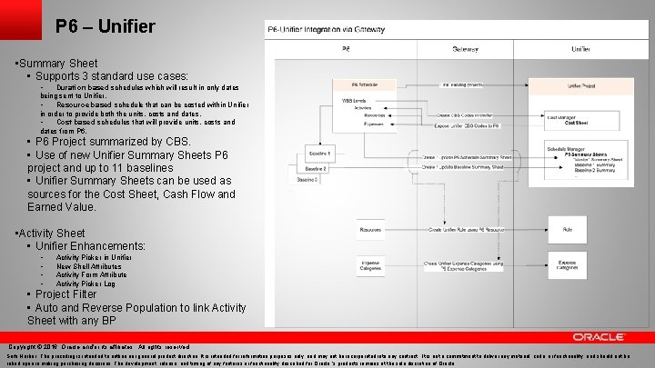 P 6 – Unifier • Summary Sheet • Supports 3 standard use cases: •