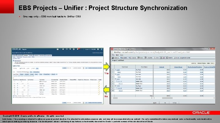 EBS Projects – Unifier : Project Structure Synchronization § One way only – EBS