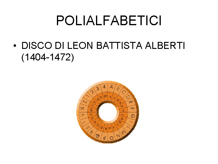 POLIALFABETICI • DISCO DI LEON BATTISTA ALBERTI (1404 -1472) POLIALFABETICI • DISCO DI LEON BATTISTA ALBERTI (1404 -1472)