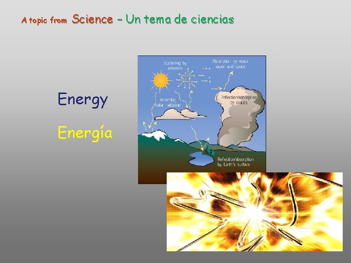 A topic from Science – Un tema de ciencias Energy Energía A topic from Science – Un tema de ciencias Energy Energía