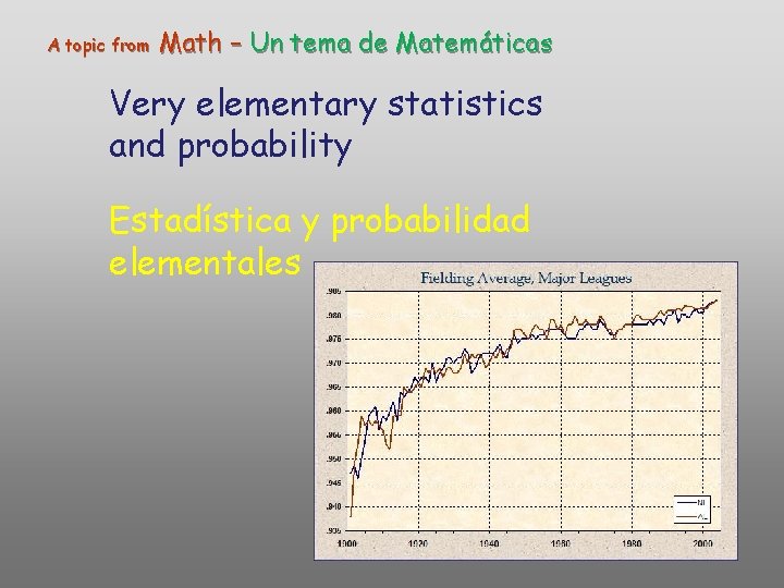 A topic from Math – Un tema de Matemáticas Very elementary statistics and probability A topic from Math – Un tema de Matemáticas Very elementary statistics and probability