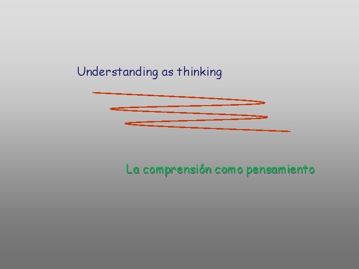 Understanding as thinking La comprensión como pensamiento Understanding as thinking La comprensión como pensamiento