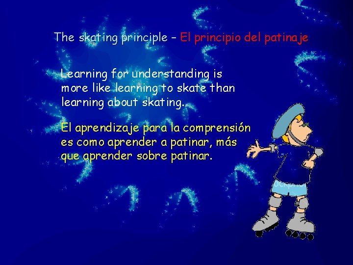 The skating principle – El principio del patinaje Learning for understanding is more like The skating principle – El principio del patinaje Learning for understanding is more like