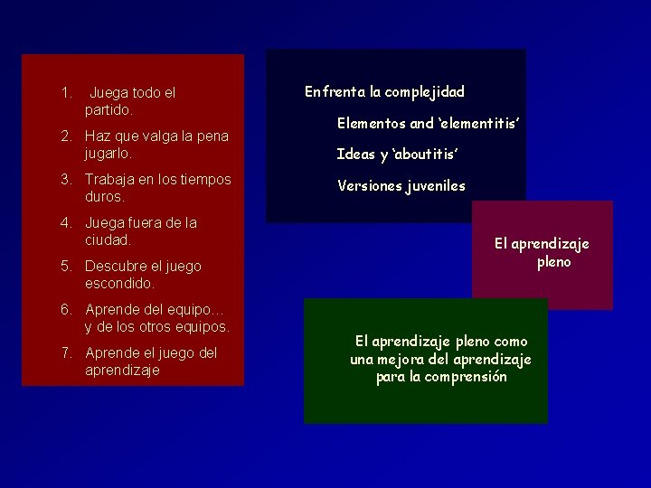 1. Juega todo el partido. 2. Haz que valga la pena jugarlo. 3. Trabaja 1. Juega todo el partido. 2. Haz que valga la pena jugarlo. 3. Trabaja