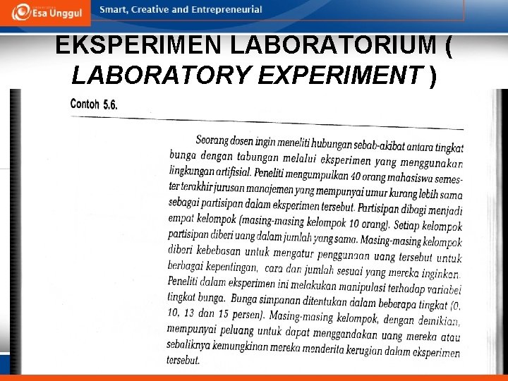 EKSPERIMEN LABORATORIUM ( LABORATORY EXPERIMENT ) 