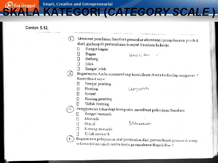 SKALA KATEGORI (CATEGORY SCALE ) 
