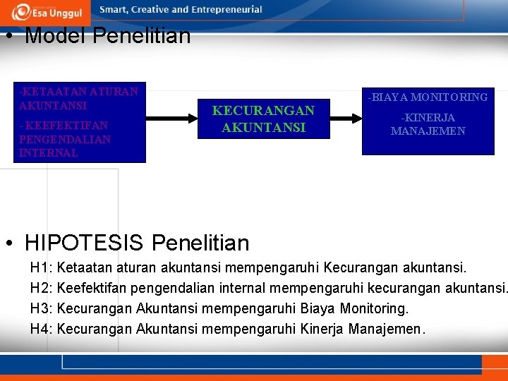  • Model Penelitian -KETAATAN ATURAN AKUNTANSI - KEEFEKTIFAN PENGENDALIAN INTERNAL KECURANGAN AKUNTANSI -BIAYA