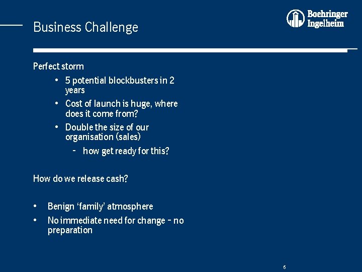 Business Challenge Perfect storm • 5 potential blockbusters in 2 years • Cost of