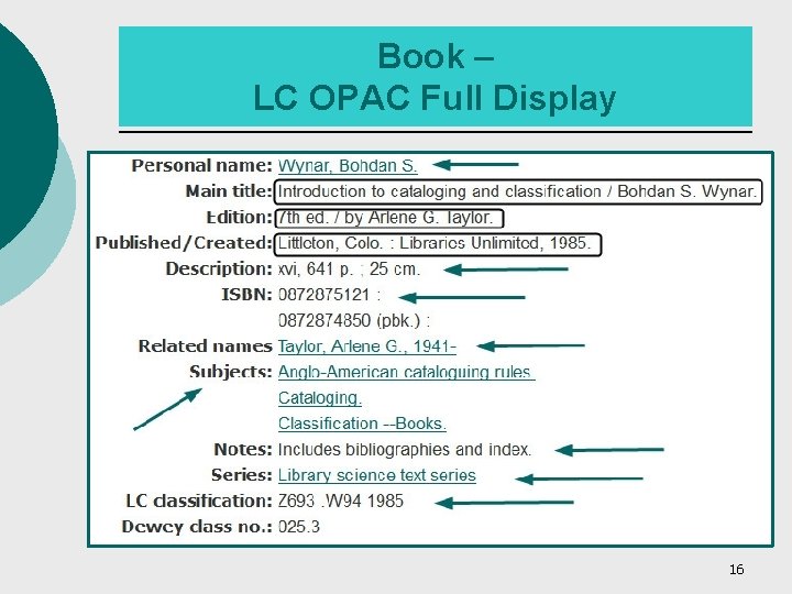 Book – LC OPAC Full Display 16 
