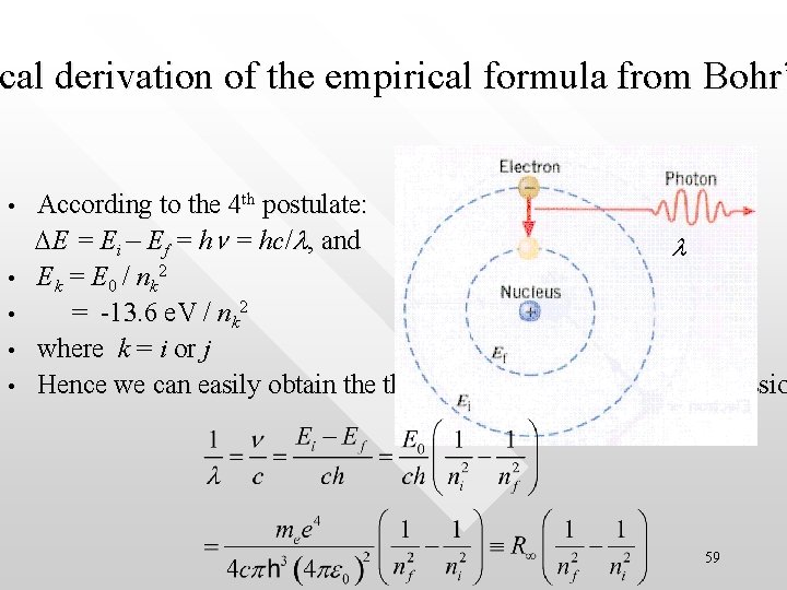 cal derivation of the empirical formula from Bohr’ ical • • • According to