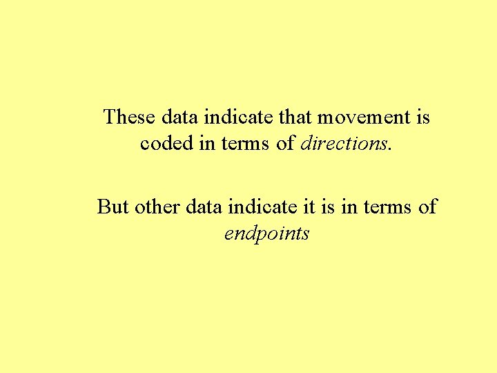 These data indicate that movement is coded in terms of directions. But other data