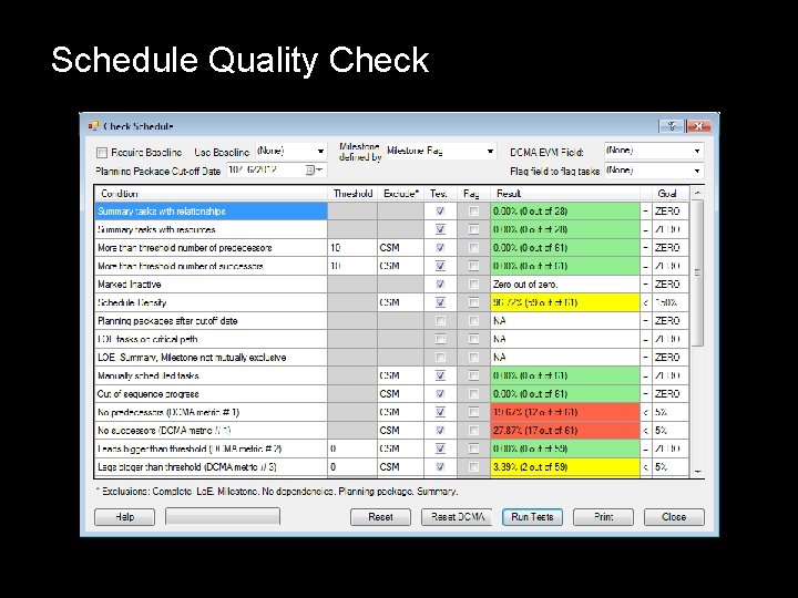 Schedule Quality Check 
