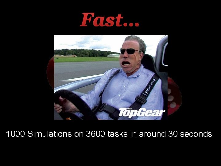 Fast… 1000 Simulations on 3600 tasks in around 30 seconds 