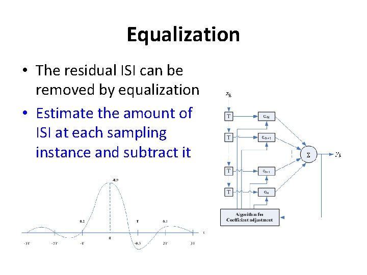 Equalization • The residual ISI can be removed by equalization • Estimate the amount