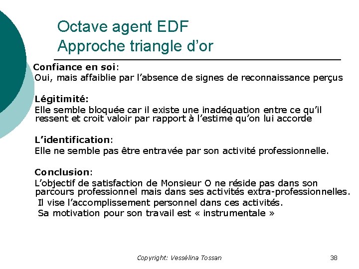 Octave agent EDF Approche triangle d’or Confiance en soi: Oui, mais affaiblie par l’absence