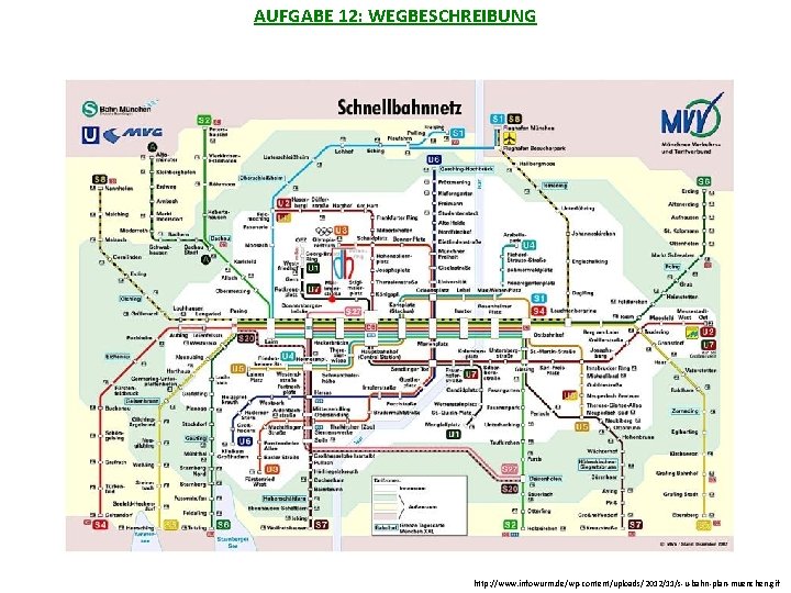 AUFGABE 12: WEGBESCHREIBUNG http: //www. infowurm. de/wp-content/uploads/2012/11/s-u-bahn-plan-muenchen. gif 