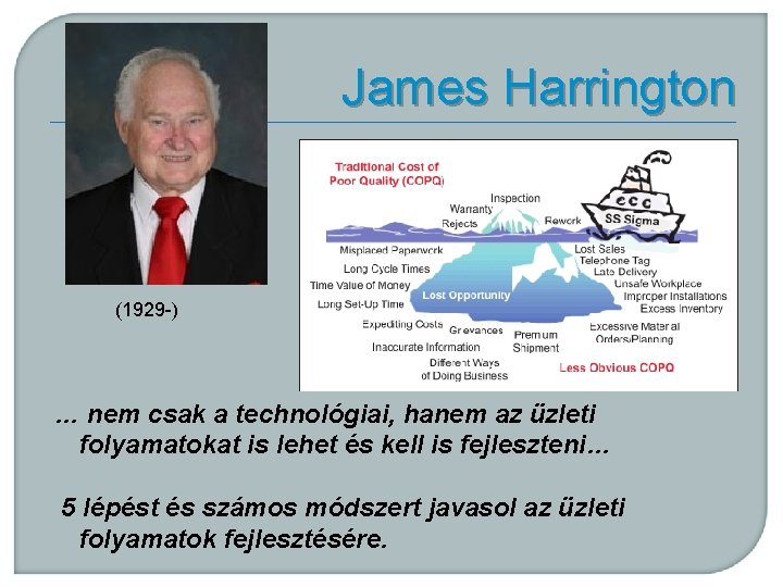 James Harrington (1929 -) … nem csak a technológiai, hanem az üzleti folyamatokat is