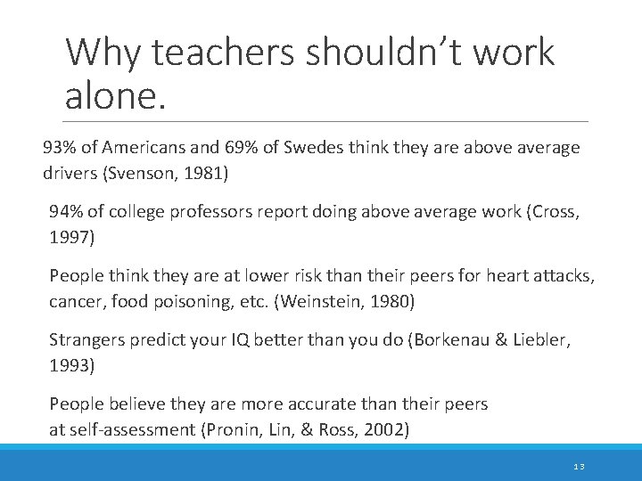 Why teachers shouldn’t work alone. 93% of Americans and 69% of Swedes think they